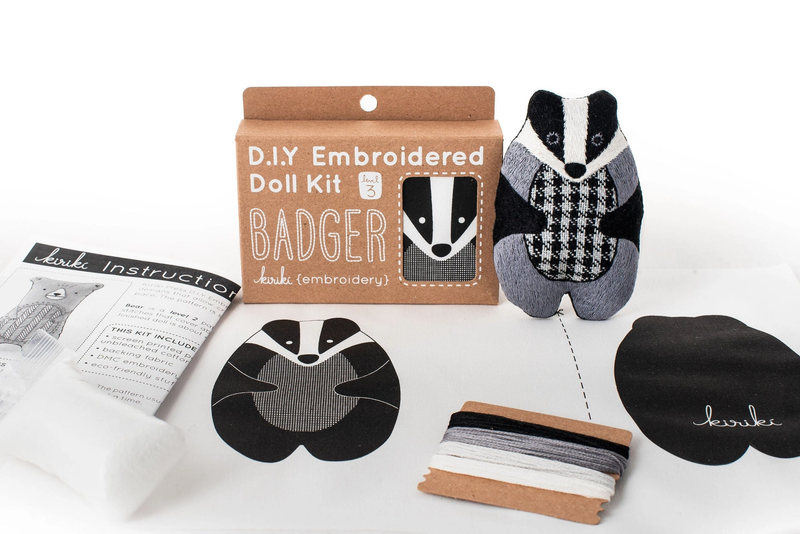 BADGER D.I.Y. Embroidered Doll Kit from Kiriki Press