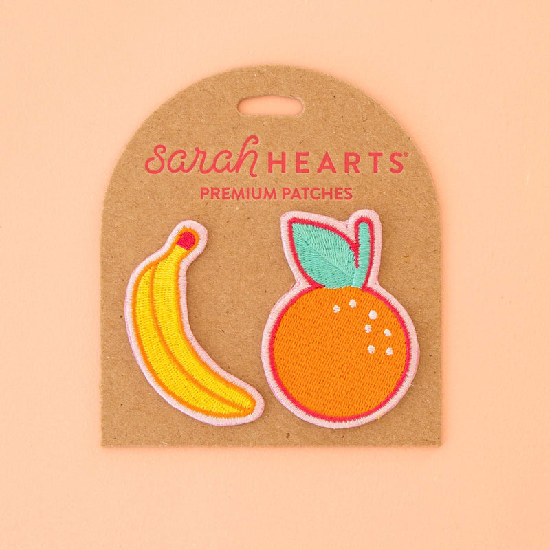 Banana and Orange Embroidered Patches 2-pack from Sarah Hearts