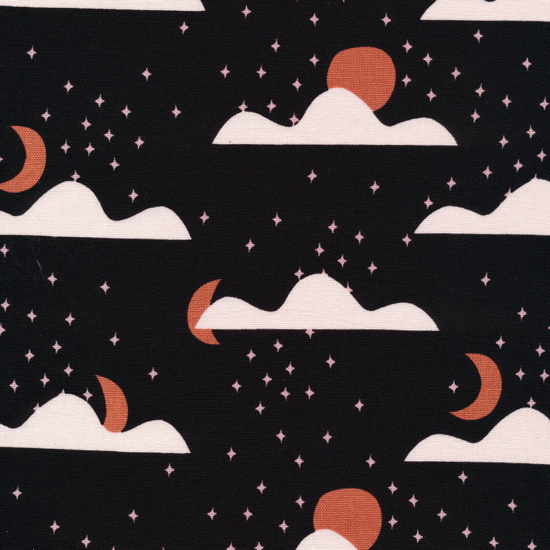 BLACK Canvas Moonrise, Easy Weekend by Betsy Siber from Cloud 9 Fabrics