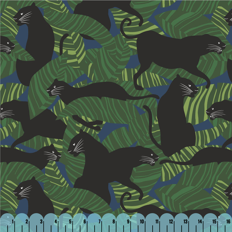 BLACK PANTHERS Rayon, Coexisting by Ophelia Pang from Cloud 9 Fabrics