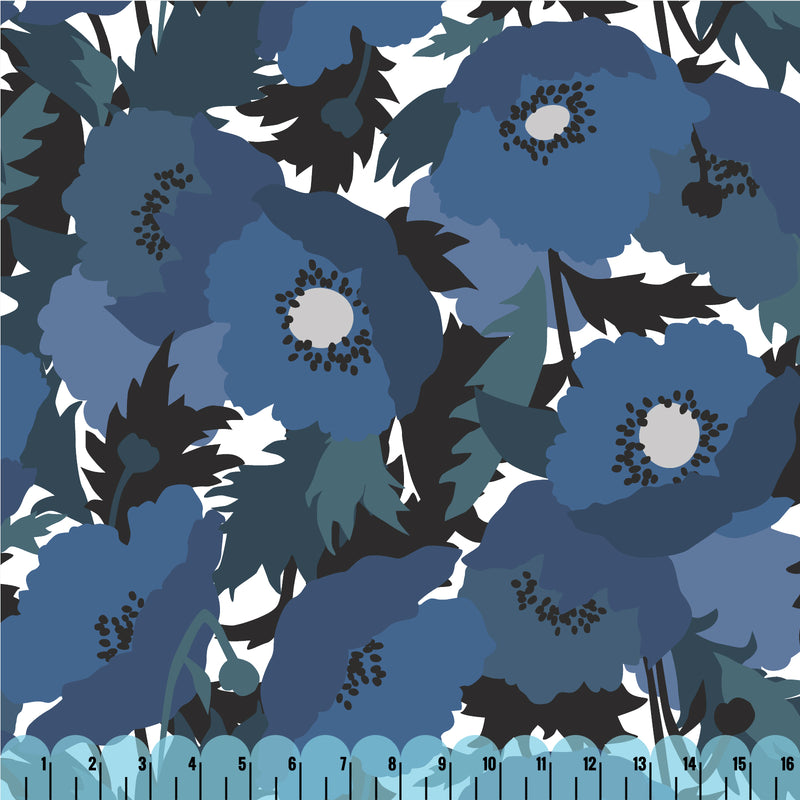 BLUE FLOWERS Rayon, Coexisting by Ophelia Pang from Cloud 9 Fabrics