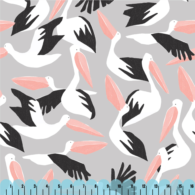 PELICANS Rayon, Coexisting by Ophelia Pang from Cloud 9 Fabrics