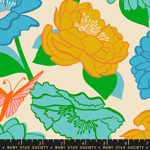 TURQUOISE, Flowerland Floral from Flowerland by Melody Miller for Ruby Star Society
