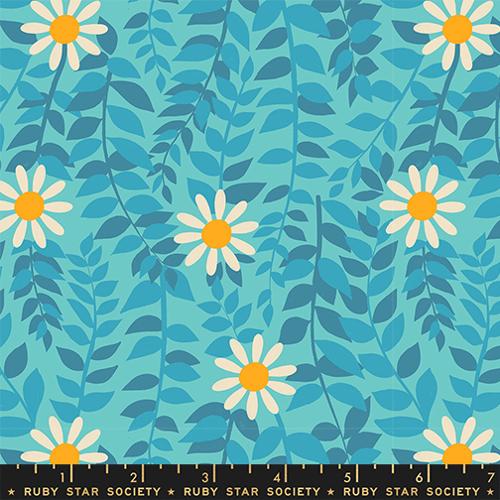 TURQUOISE, Daisies from Flowerland by Melody Miller for Ruby Star Society