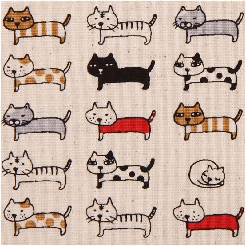NATURAL Cats, Linen/Cotton Canvas from Cotton Kobayashi