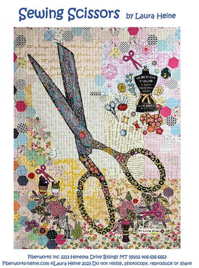 Sewing Scissors Collage Quilt Pattern by Laura Heine Fiberworks