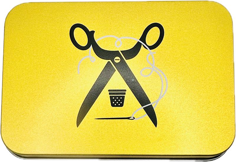 Scissors and Stitches Tin 4" x 3"