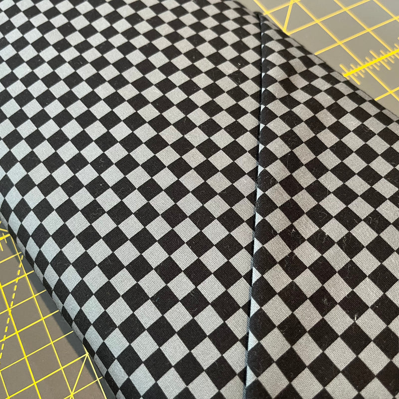 Black and Grey Checkerboard on Cotton Sheeting from Westex