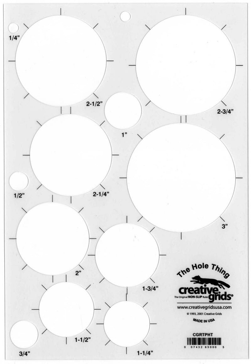 The Hole Thing Circle Template Plastic Quilt Ruler by Creative Grids