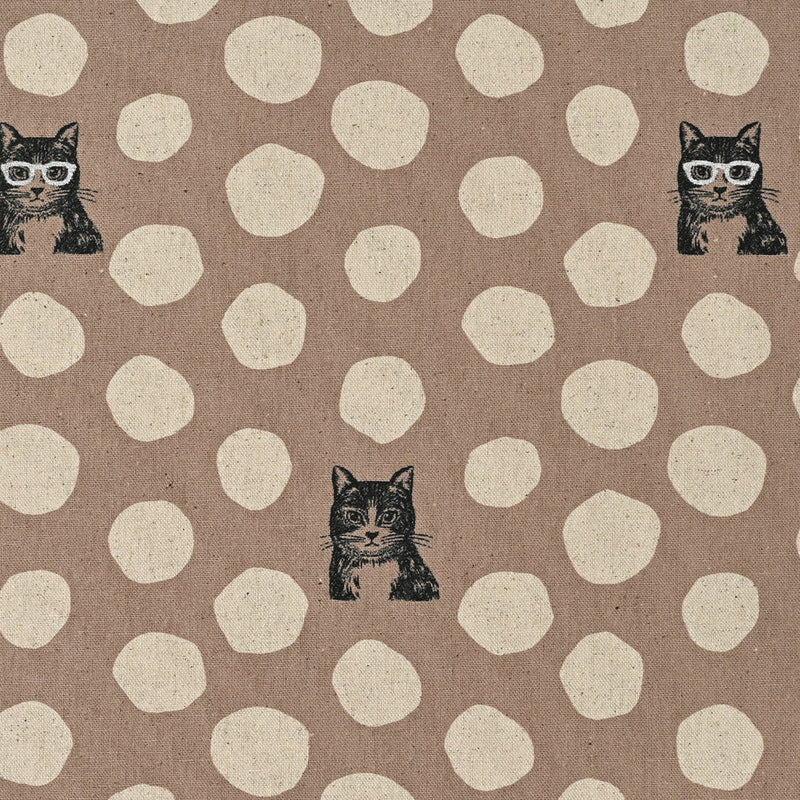 NATURAL Cat Dots Cotton Linen Canvas, Echino from KOKKA