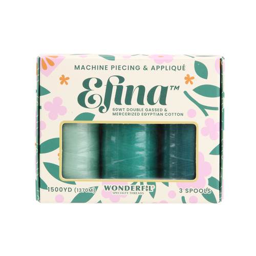 TURQUOISE Efina Wonderfil 60wt Egyptian cotton thread for machine piecing and appliqué