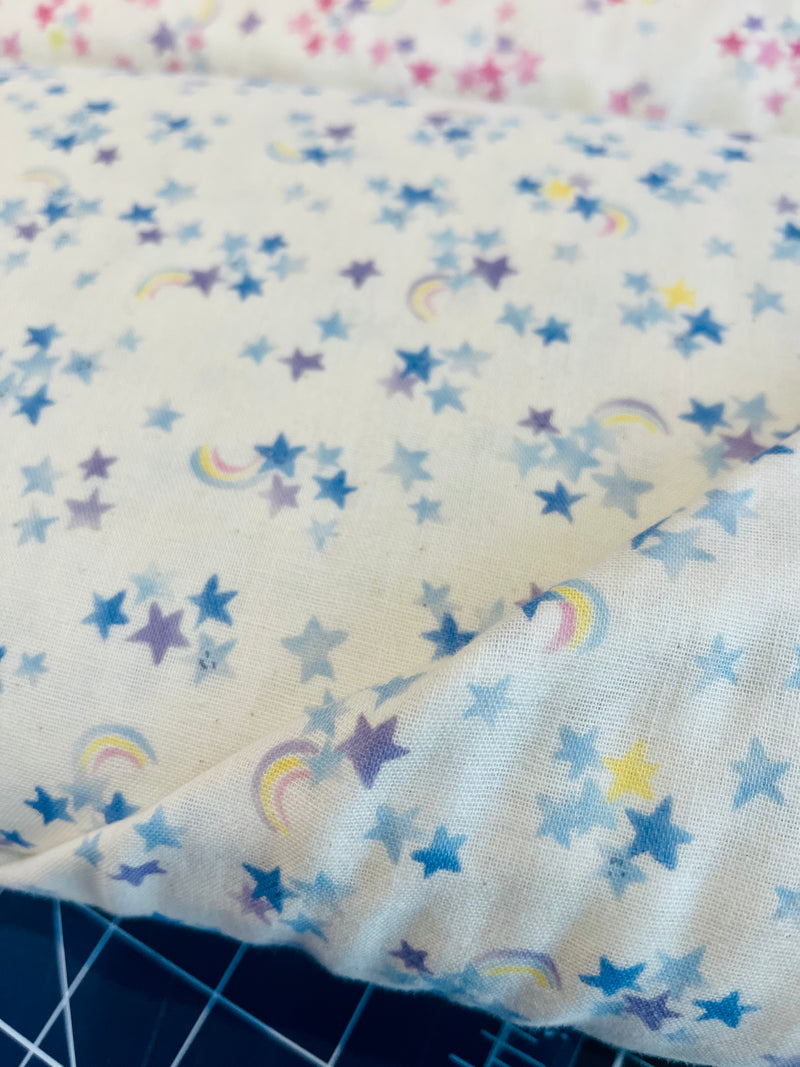 Blue and Purple Stars on Cream - Double Gauze from Kokka