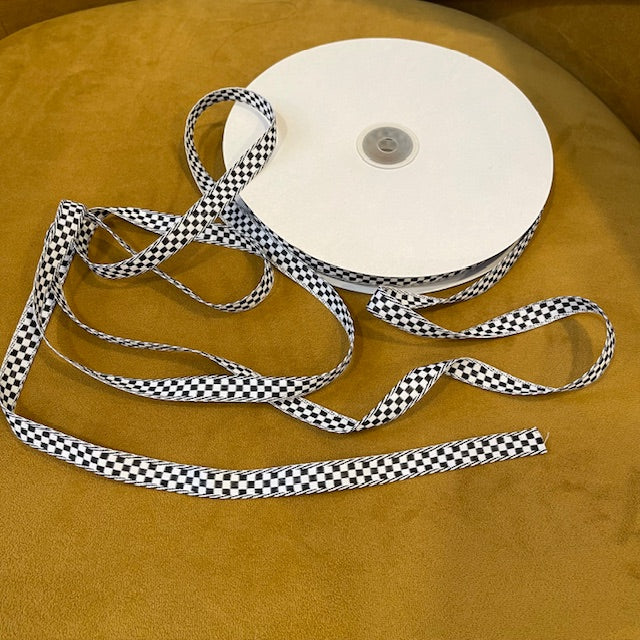 1/2" Black and White check Ribbon