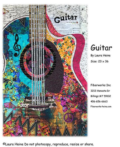 Guitar Collage Quilt Pattern by Laura Heine Fiberworks
