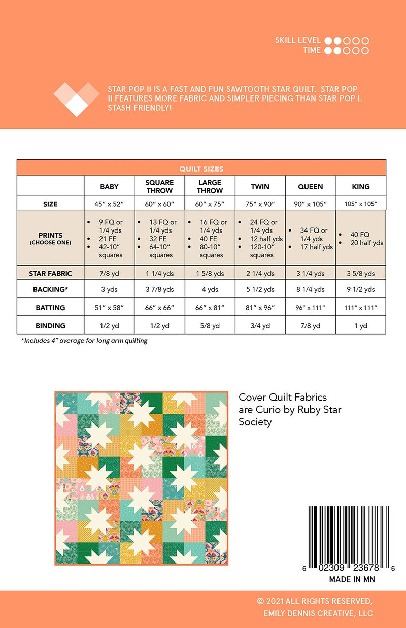 Star Pop II Quilt Pattern by Emily Dennis of Quilty Love