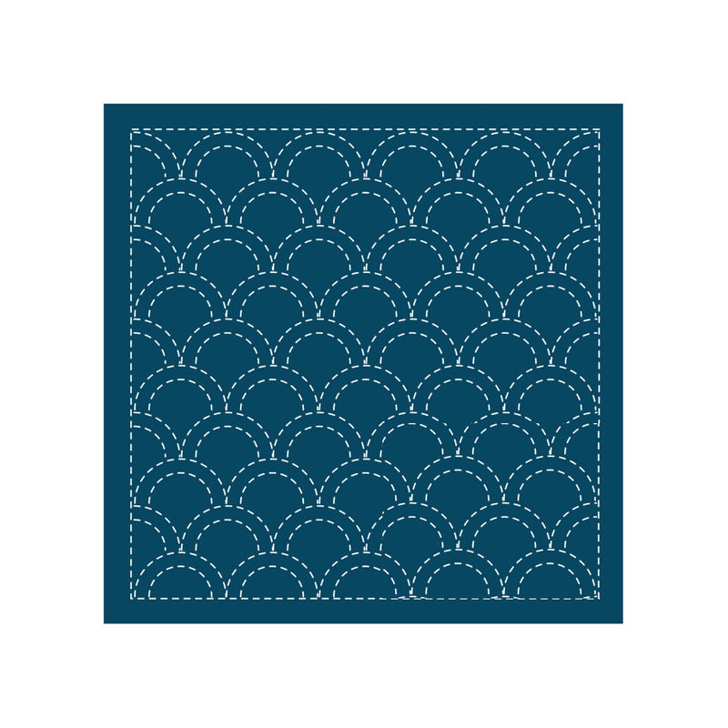 Sashiko Sampler Traditional Design Seikaiha Navy