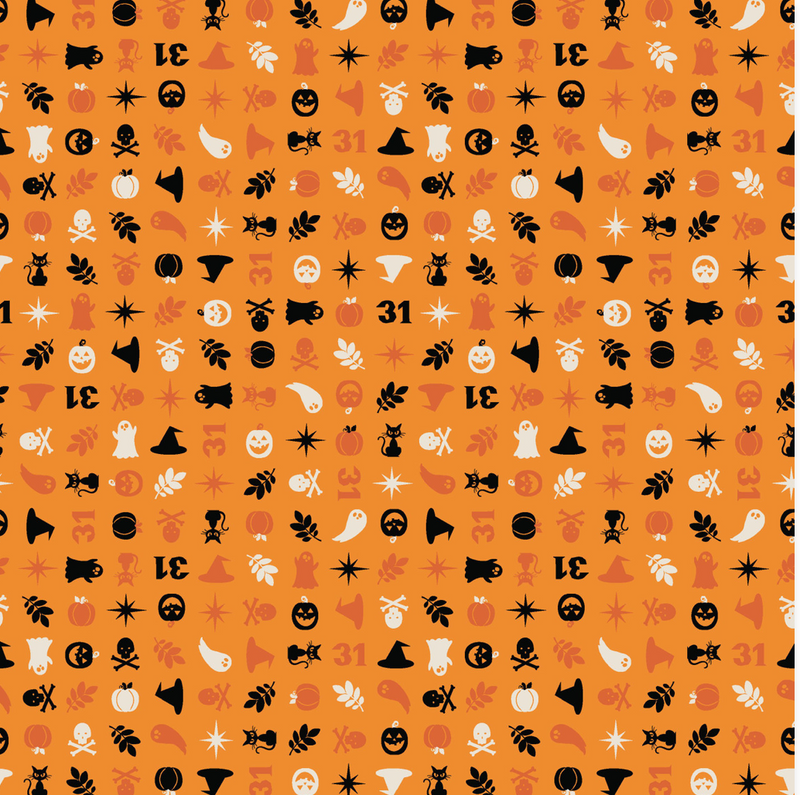 PUMPKINS & POTIONS orange background by Kimberbell for Maywood Studio