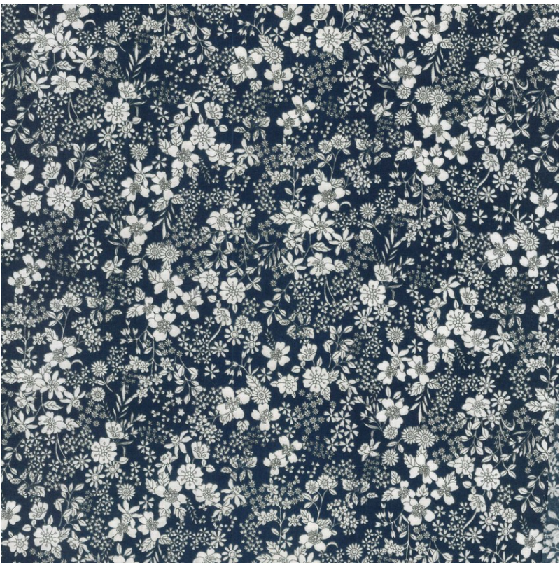 NAVY Floral Flownny  Lawn from KOKKA