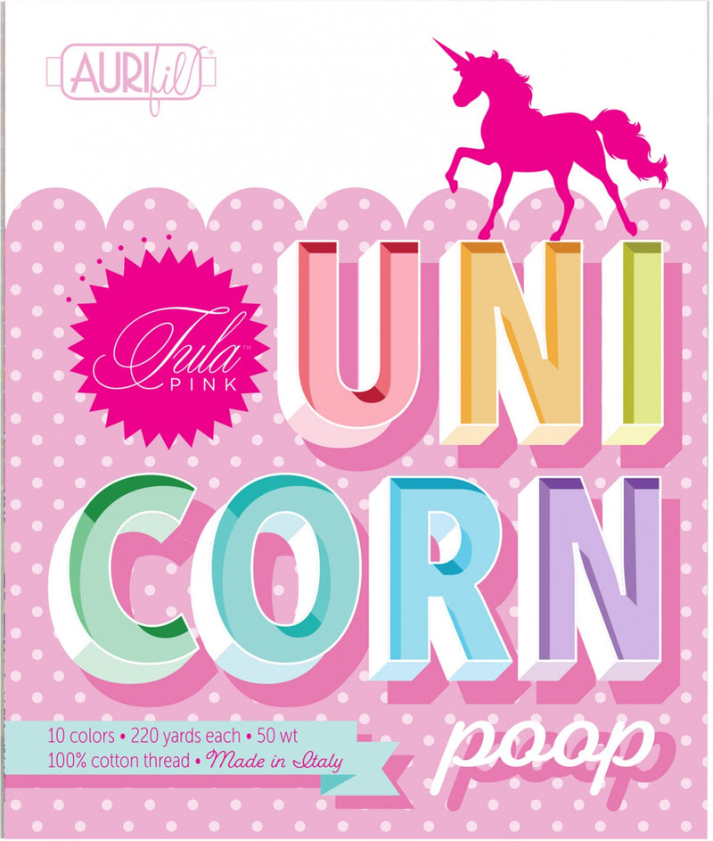 Tula Pink Unicorn Poop Thread Collection by Aurifil- 10 Small Spools 50wt Thread