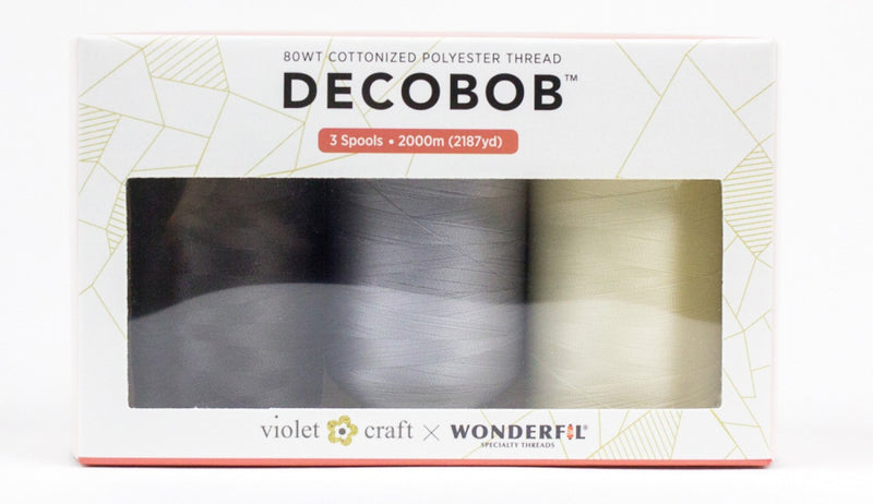 Decobob - Multipack - 3 2000m - Spools 80wt 100% Cottonized Polyester Thread by Wonderfil