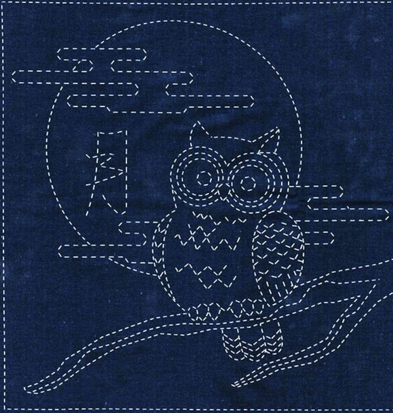 Sashiko Cloth OWL in Navy