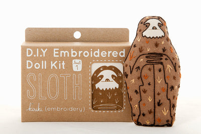 SLOTH D.I.Y. Embroidered Doll Kit from Kiriki Press