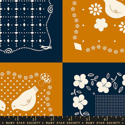 NAVY Birdseed Quilt Panel from Sugar Maple by Alexia Marcelle Abegg for Ruby Star Society