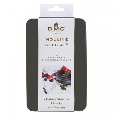 DMC Black Tin - Mouline Special 24 Skeins of 6 Strand Embroidery Floss
