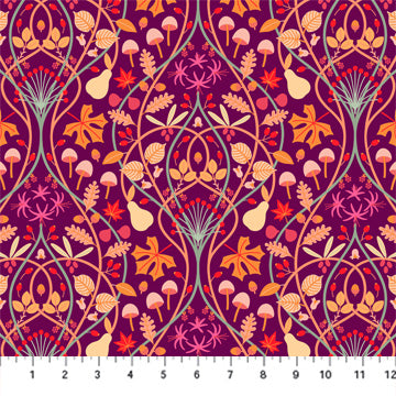 BURGUNDY Fall Botanica from Splendor by Pippa Shaw for Figo Fabrics