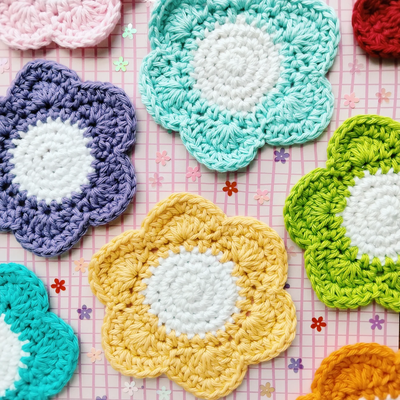 Crochet Flower Coaster Kits from The Happy Hooker
