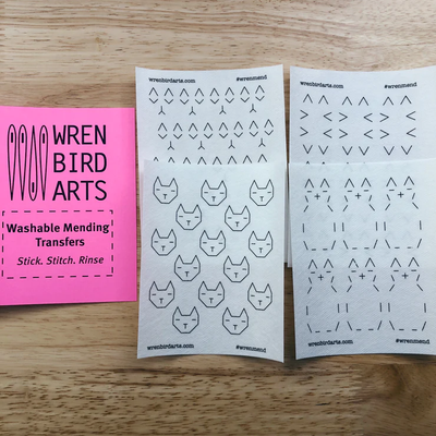 Wren Bird Arts Mending Embroidery Transfers