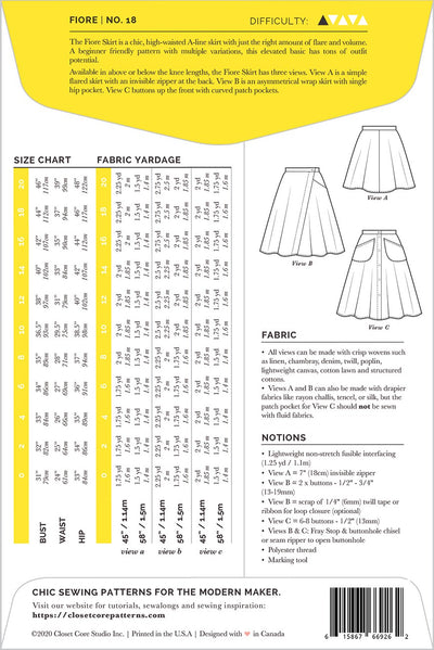 Fiore Skirt Pattern from Closet Core Patterns