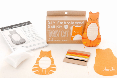 TABBY CAT D.I.Y. Embroidered Doll Kit from Kiriki Press