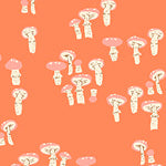 RED ORANGE Mushrooms, Far Far Away 3 by Heather Ross