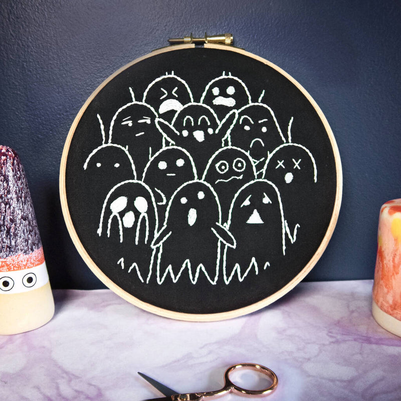 Ghosties Halloween Glow in the Dark Embroidery Kit from Pixels & Purls