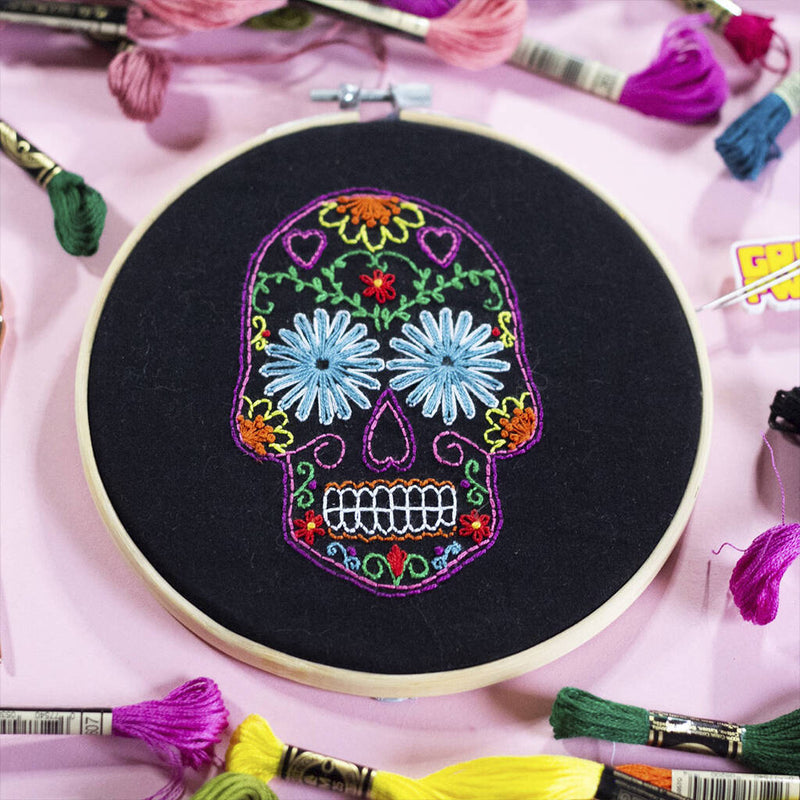 Sugar Skull Embroidery Kit from Pixels & Purls