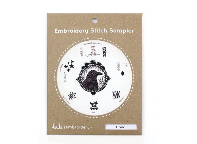 Crow Embroidery Stitch Sampler by Kiriki Press