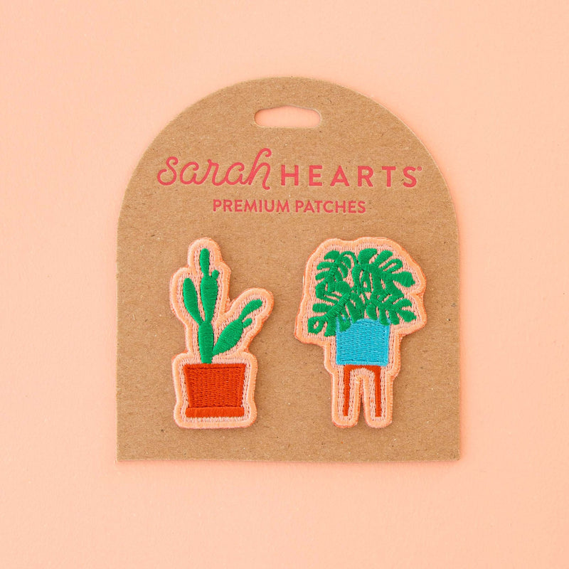 Monstera and Cactus Embroidered Patches 2-pack from Sarah Hearts