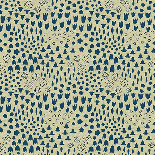 CERULEAN Folk Floral on Tailored Cloth by Sarah Golden, Tiger Plant, Andover