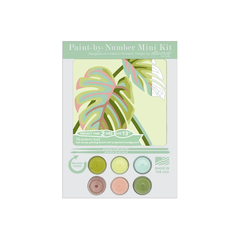 Monstera Leaves MINI Paint-by-Number Kit from Elle Cree
