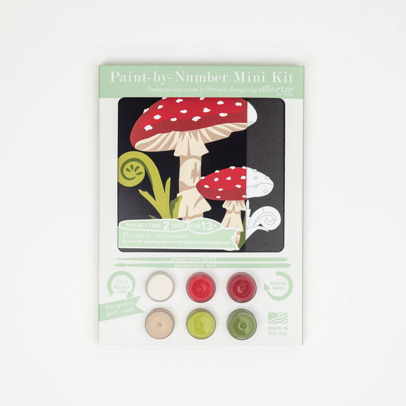 Fly Agaric Mushrooms MINI Paint-by-Number Kit from Elle Cree