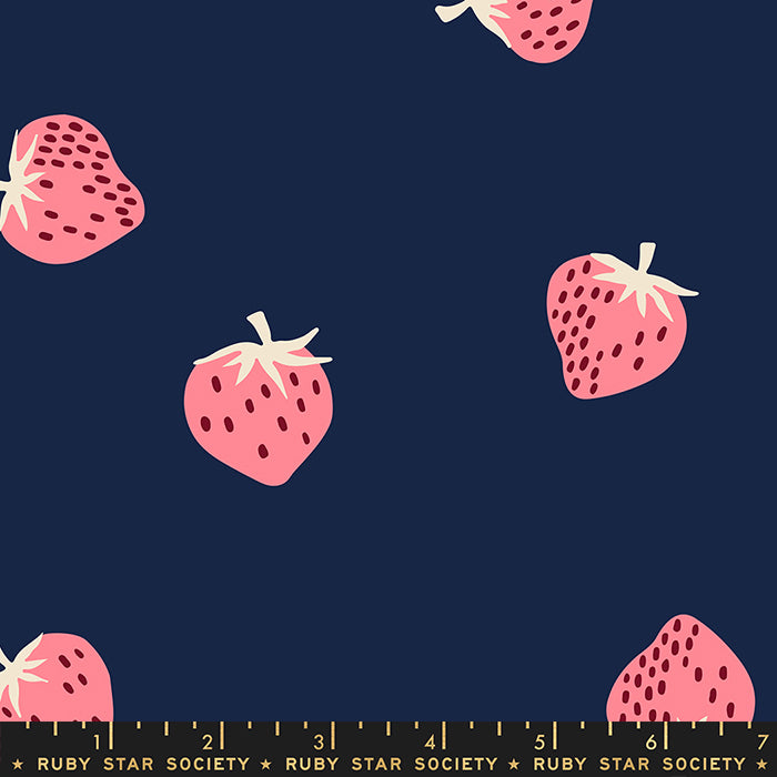 NAVY, RAYON, Strawberry from Strawberry & Friends by Kimberly Kight, Ruby Star Society