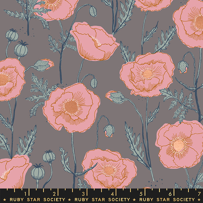 GREY Icelandic Poppies from Unruly Nature by Jen Hewett for Ruby Star