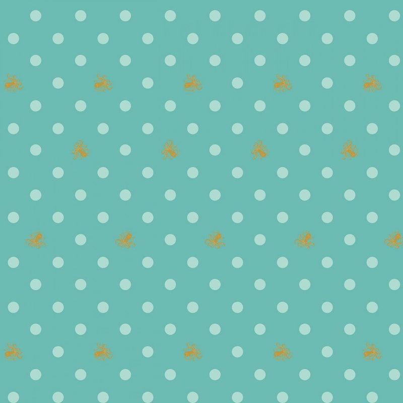 SEAFOAM Ahoy! Mermaids Octo Dots with Gold Metallic by Melissa Mortenson for Riley Blake