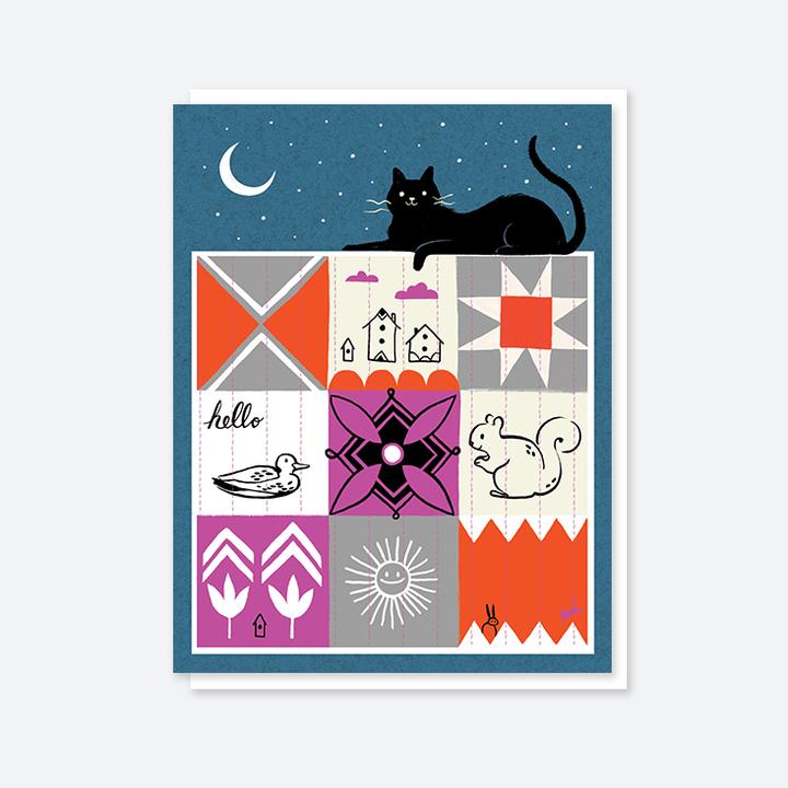 Cat Quilt Card from Craftedmoon by Sarah Watts