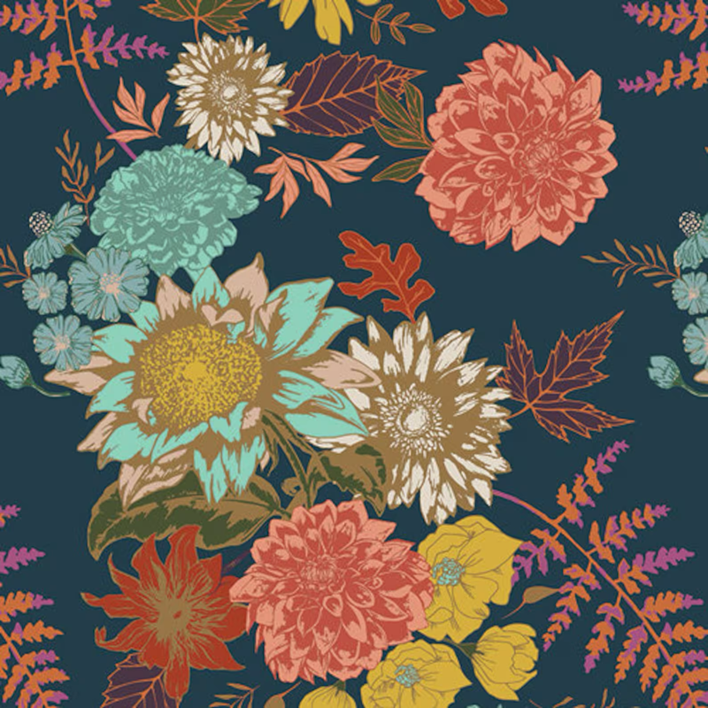 TWILIGHT Knit Floral Glow, Autumn Vibes by Maureen Cracknell from Art Gallery Fabrics