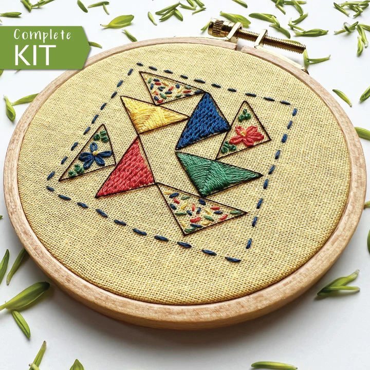 Triangle Tango Embroidery Kit by Rosanna Diggs Embroidery