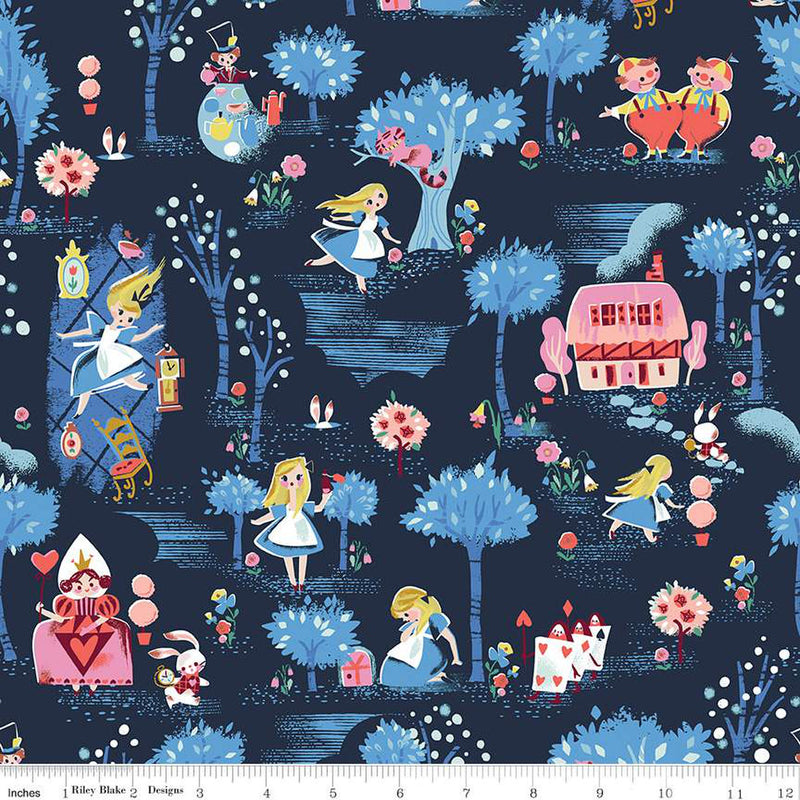 NAVY, Main Down the Rabbit Hole by Jill Howarth for Riley Blake Designs