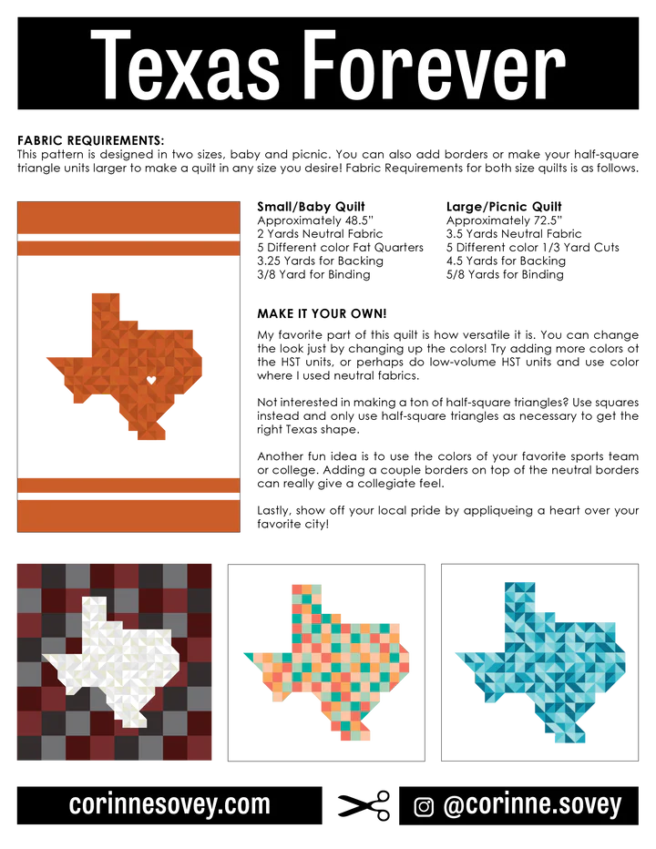 Texas Forever Quilt Pattern by Corinne Sovey Design Studio