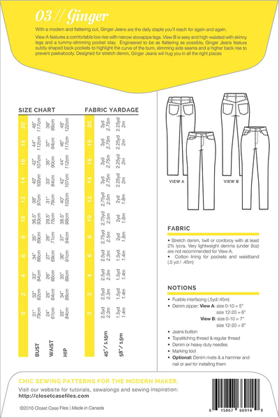 Ginger Skinny Jeans from Closet Core Patterns